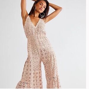 FP ONE free people Yesenia Jumpsuit Crotchet SIZE SMALL
